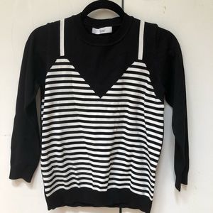 Korean Black and White Sweater w/ Tank Top Detail